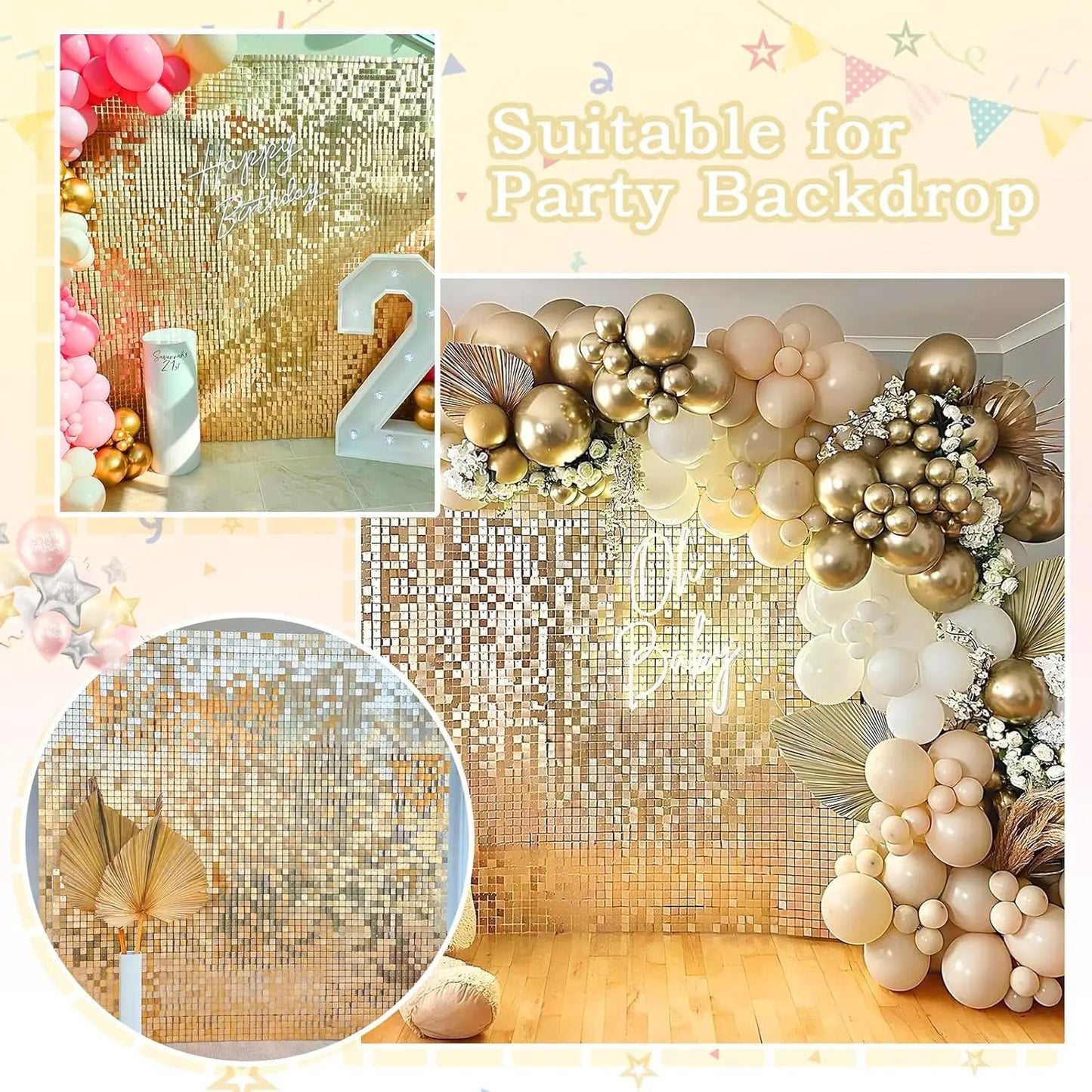 Light Gold Sequin Panel Backdrop