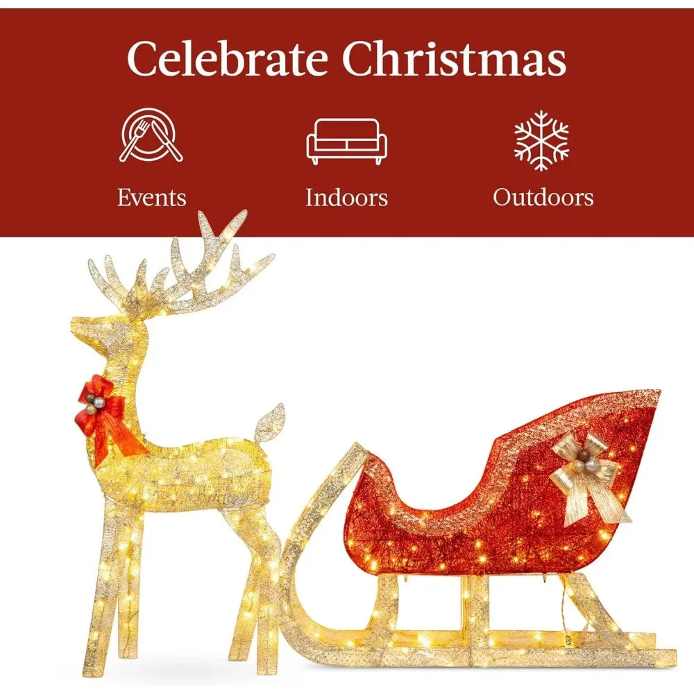 Lighted Christmas 4ft Reindeer & Sleigh