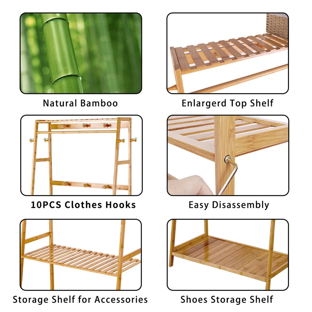 Garment Rack with Top Shelf Shoe Storage