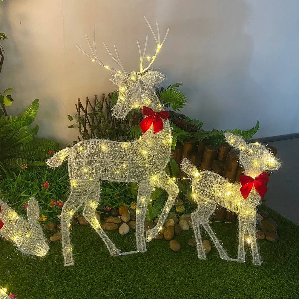 3pcs Lighted Deer Reindeer Family Lighted Deer Christmas Decor With Led Lights Light Up Bucks Indoor Or Outdoor Yard Lawn Decor