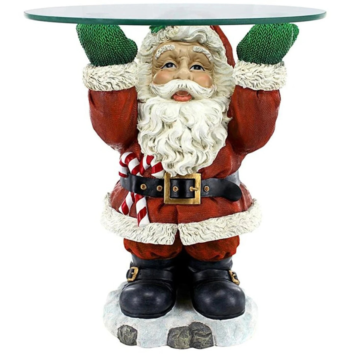 Santa Claus Sculptural Glass Topped Holiday Table