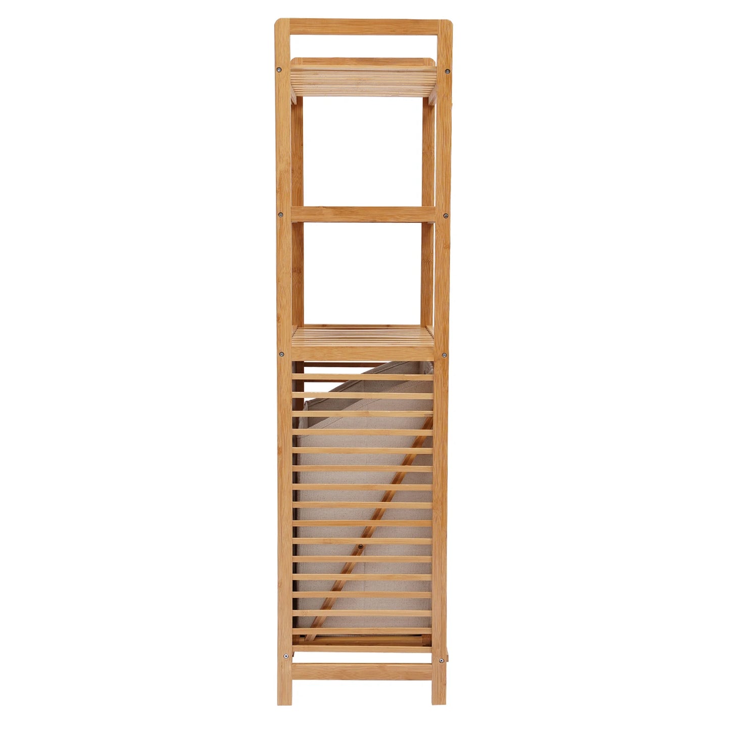 4-Tier Laundry Hamper Bamboo Bathroom Cabinet