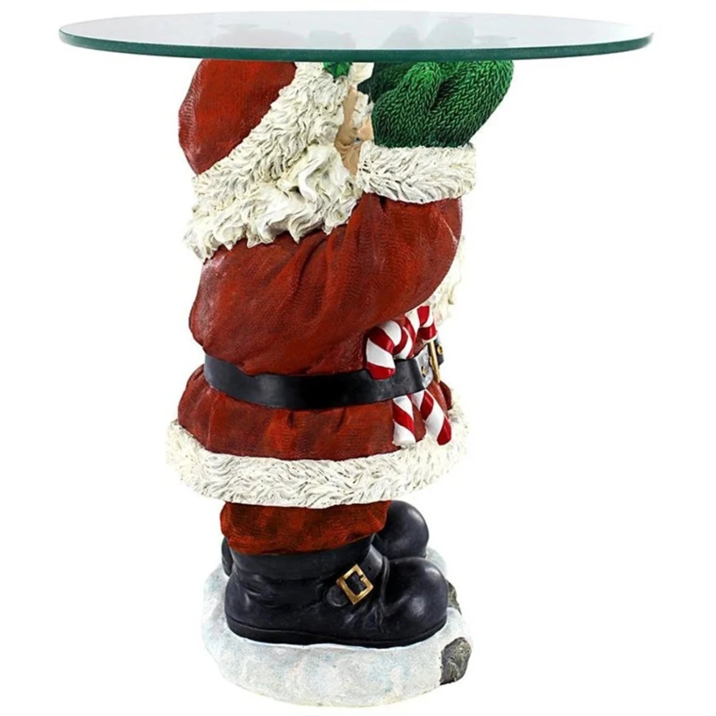 Santa Claus Sculptural Glass Topped Holiday Table