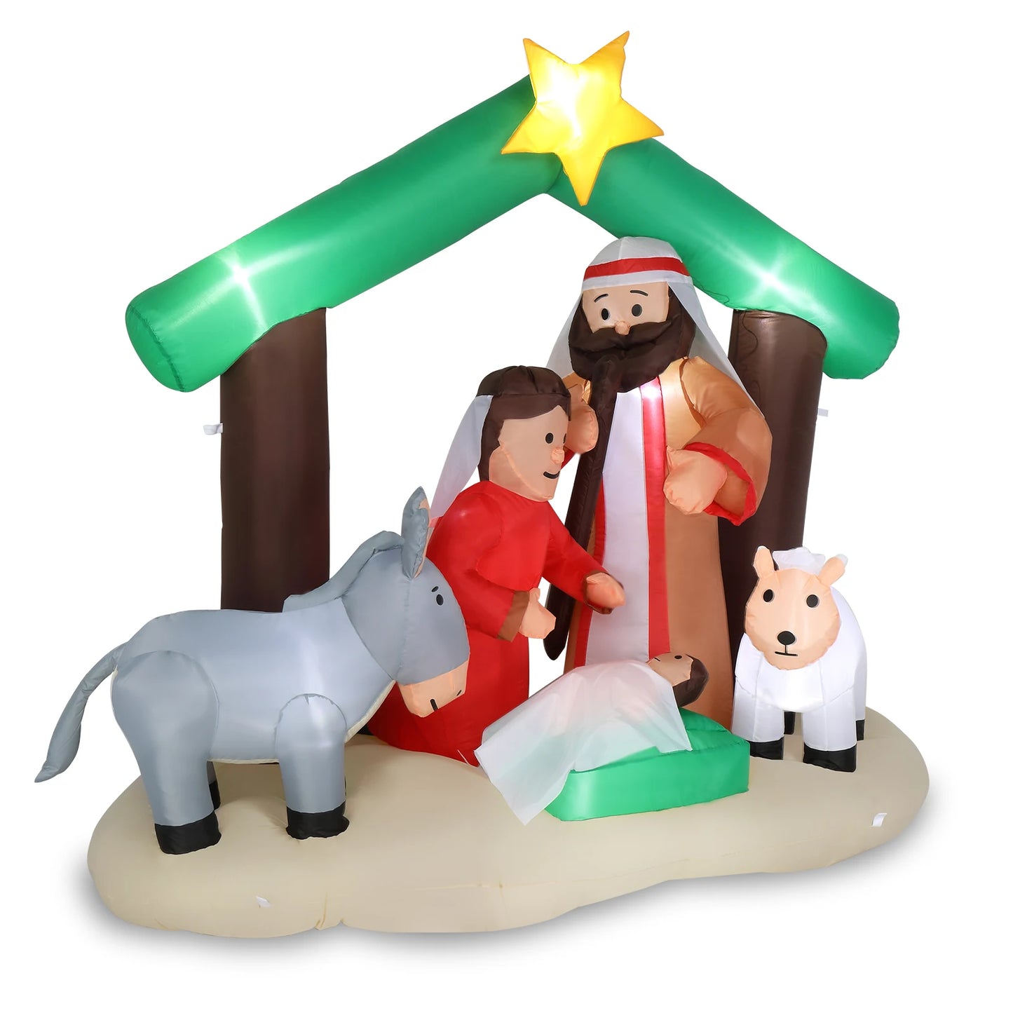 6ft With 8 Lamp Beads Inflatable Nativity Garden