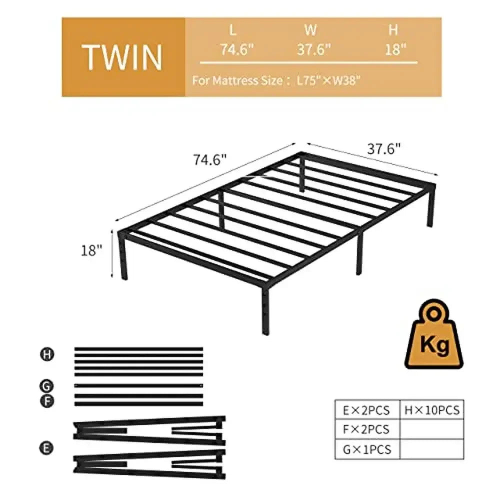 Metal Platform Bed Frame Twin Size