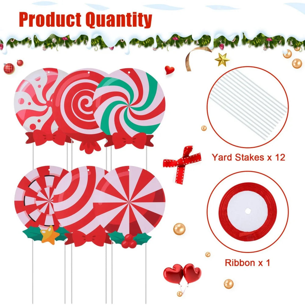 Peppermint Wooden Candy Lollipop Christmas Tree Hanging