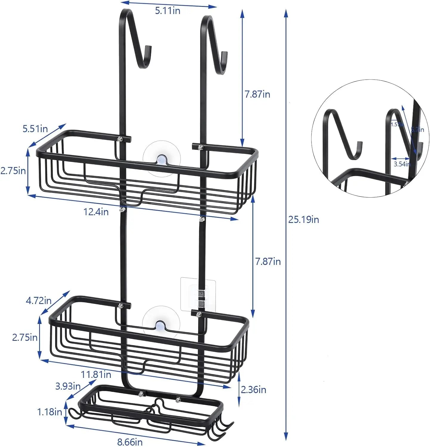 Over the Door Shower Caddy,3 Tier