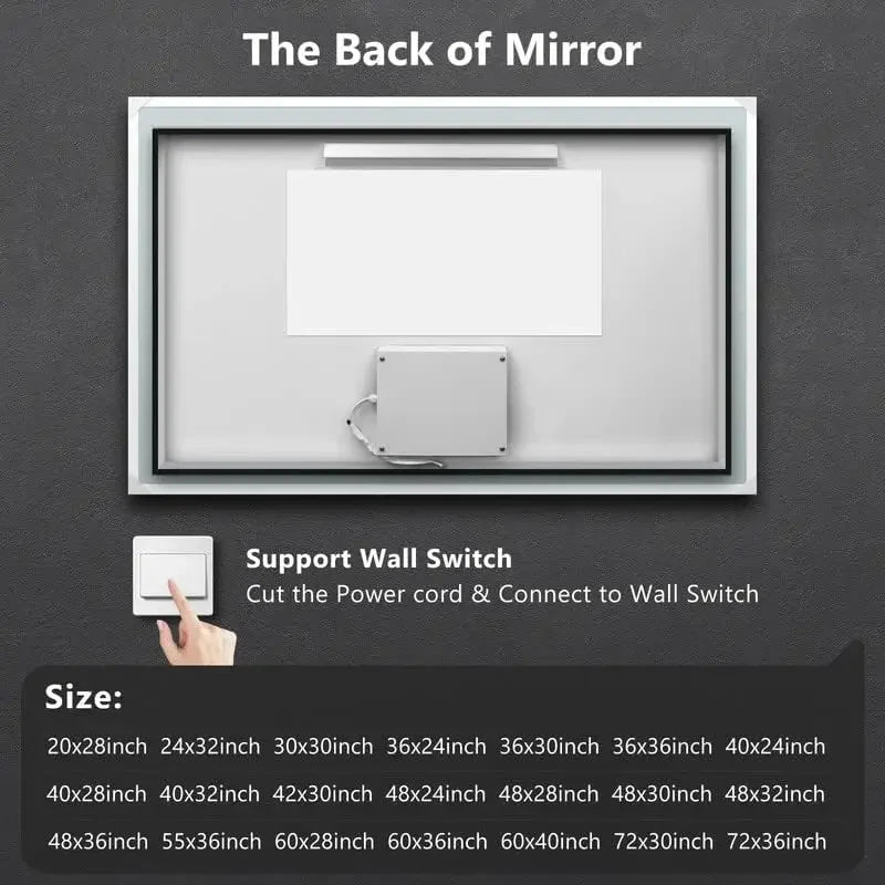 72 x 36 Inches LED Bathroom Mirror