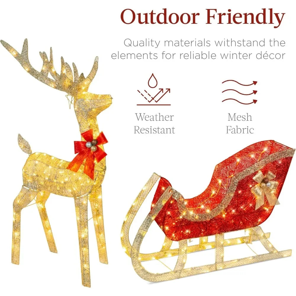 Lighted Christmas 4ft Reindeer & Sleigh