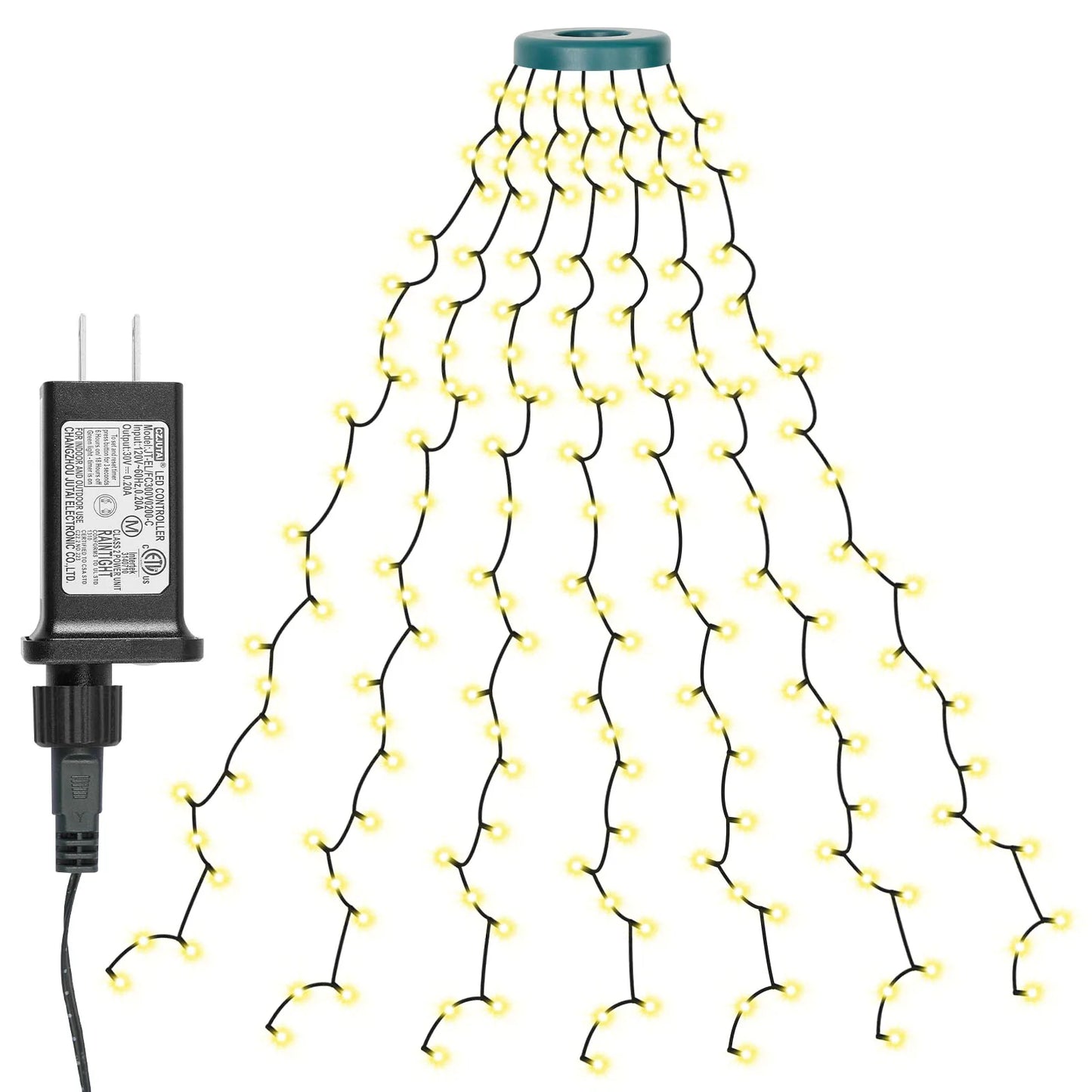 Christmas Tree Waterfall Lights with Star Topper