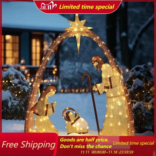 Lighted Outdoor Christmas Decoration Nativity Scene,