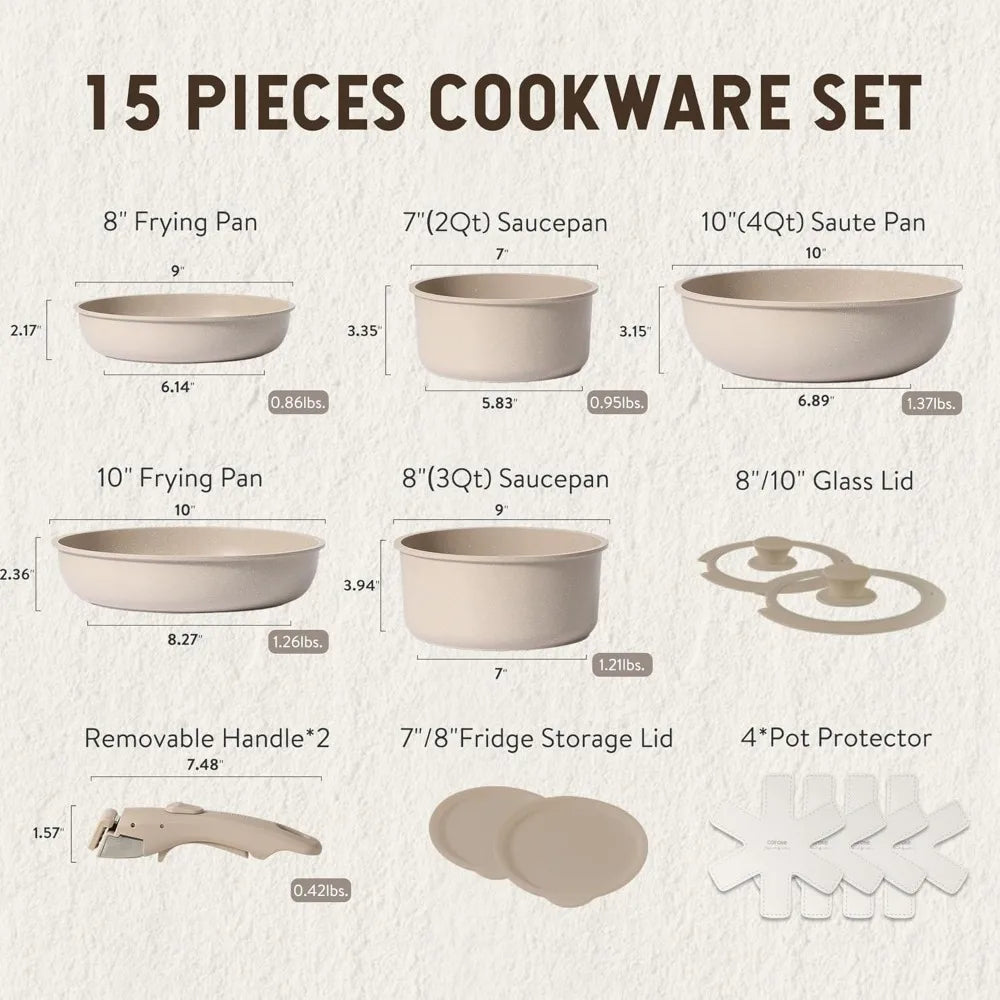 Nonstick Cookware Set Detachable Handle