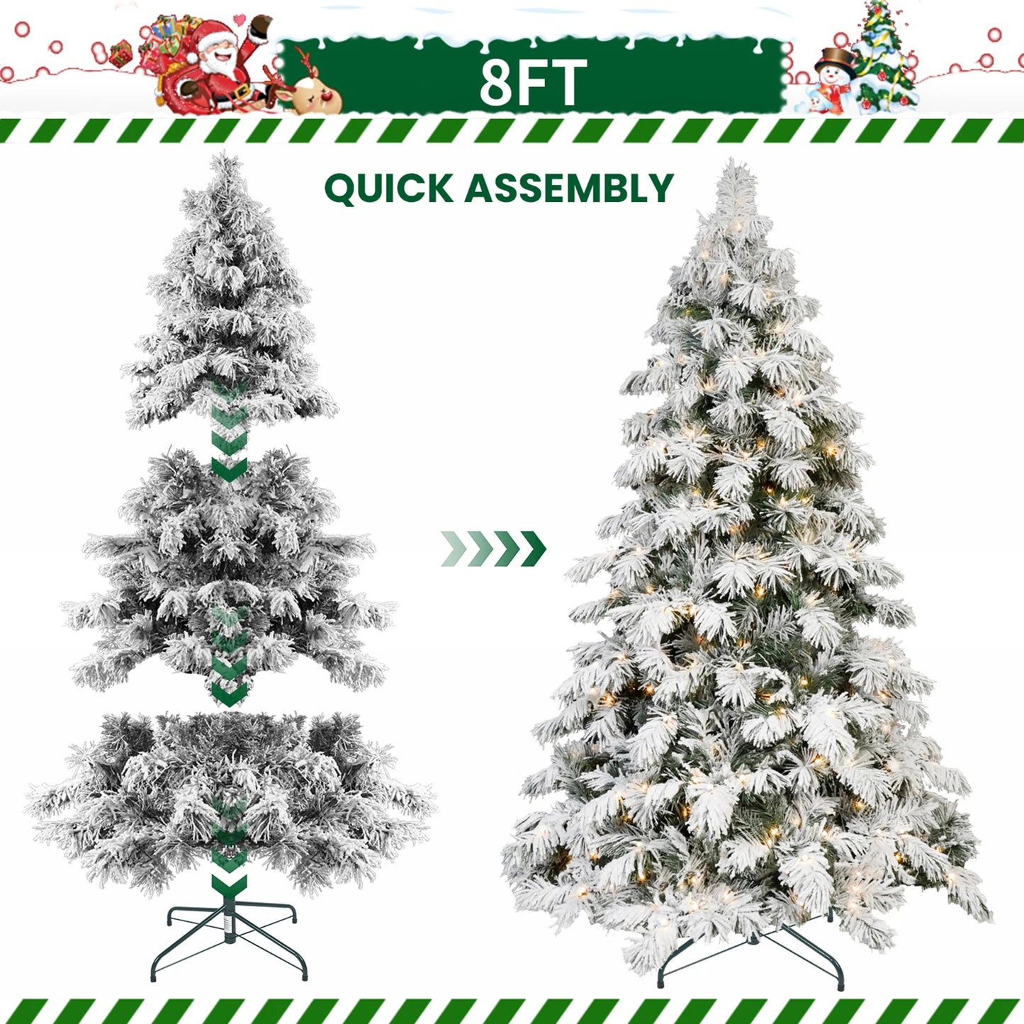 8FT Artificial Flocking Christmas Tree