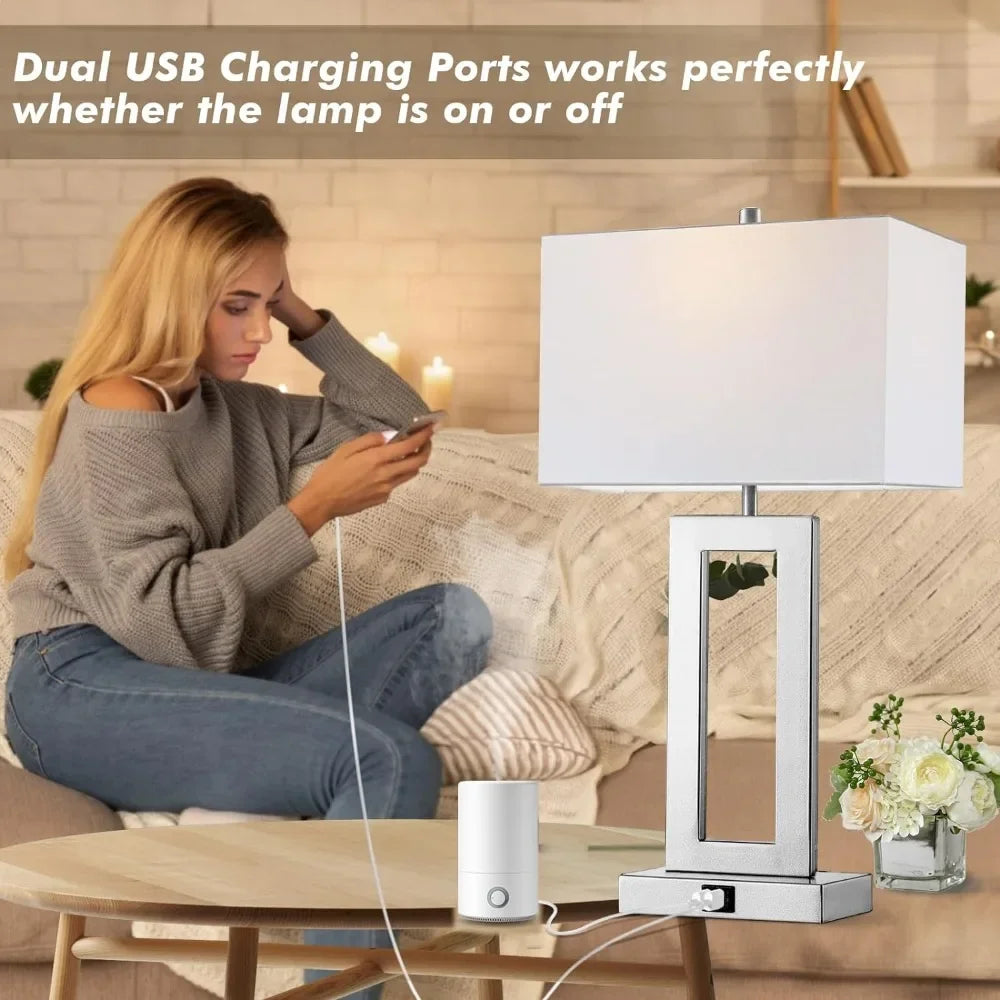 Table Lamps Set of 2 with Dual USB Ports,