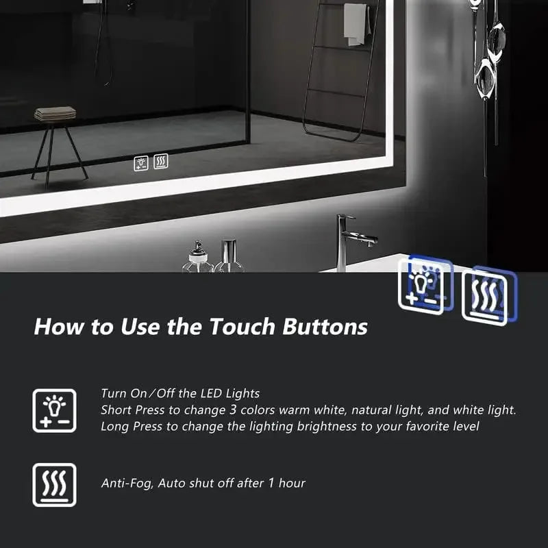 72 x 36 Inches LED Bathroom Mirror