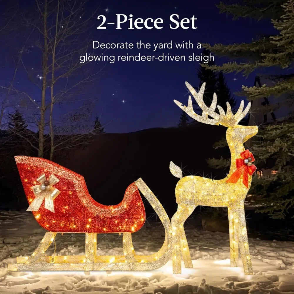 Lighted Christmas 4ft Reindeer & Sleigh