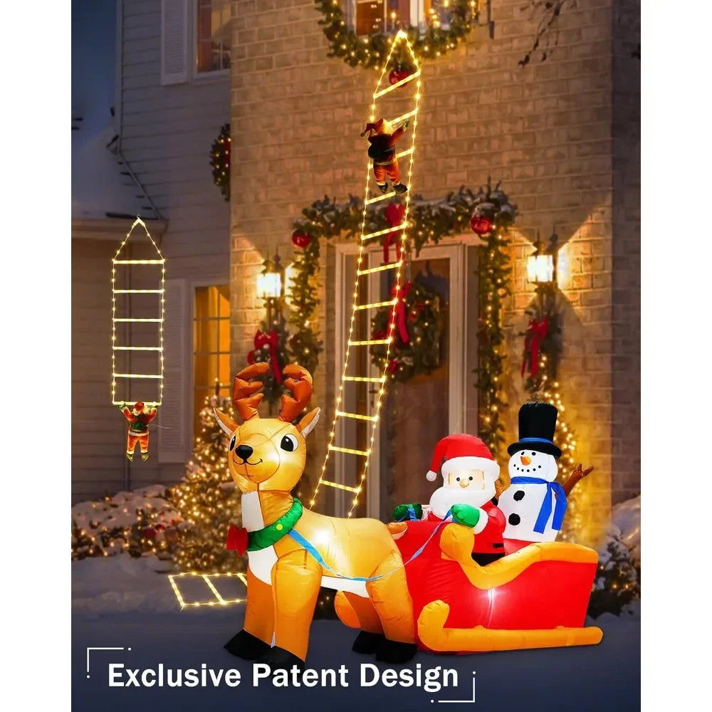 10ft Christmas Decorative Ladder Lights with Santa Claus,