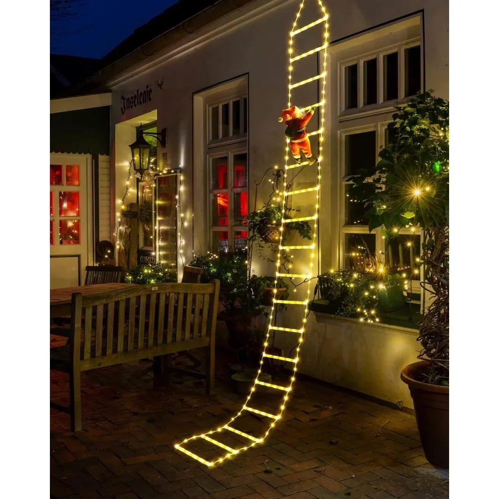 10ft Christmas Decorative Ladder Lights with Santa Claus,