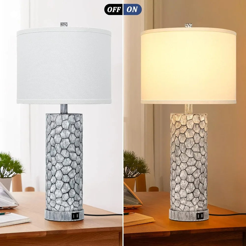 Table Lamps with Dual USB Charging Ports Set of 2