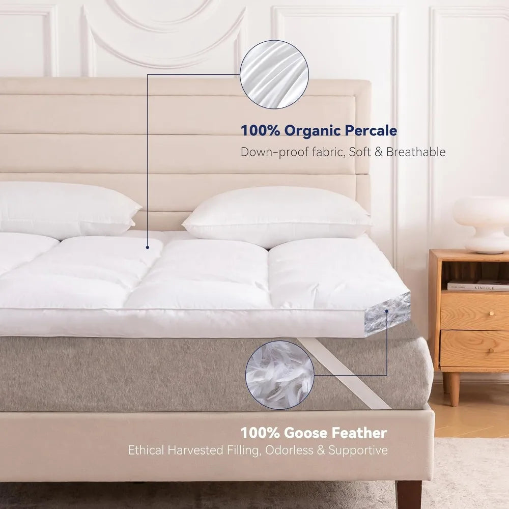 White Goose Feather Mattress Topper