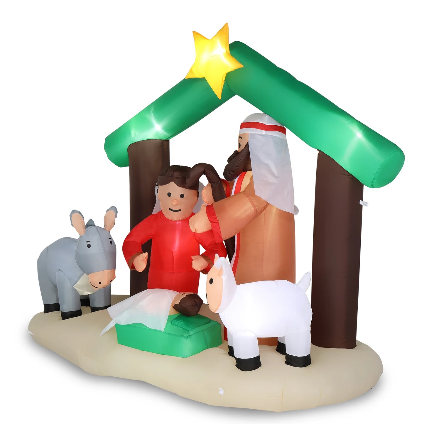 6ft With 8 Lamp Beads Inflatable Nativity Garden