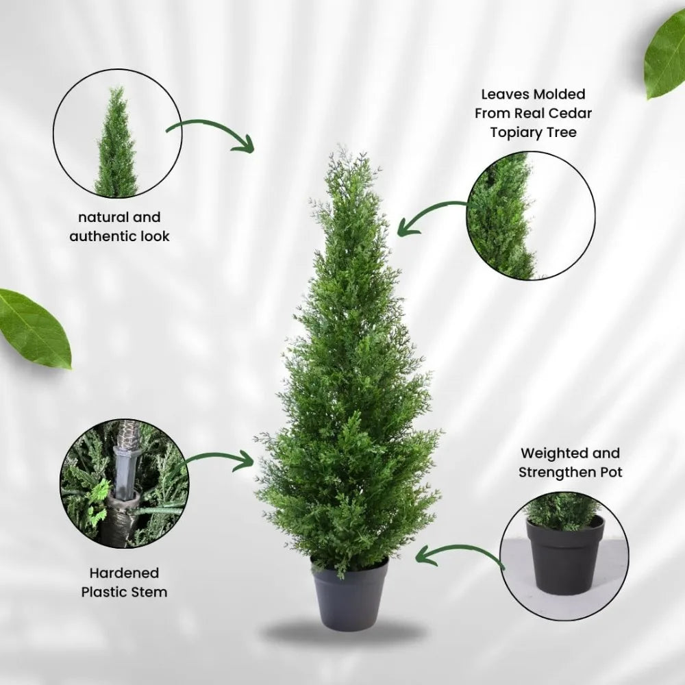 3 Foot Pre-Potted Outdoor Artificial Cedar Tree (2 Pack)