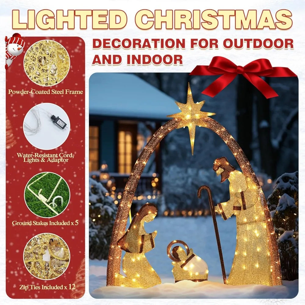 Lighted Outdoor Christmas Decoration Nativity Scene,