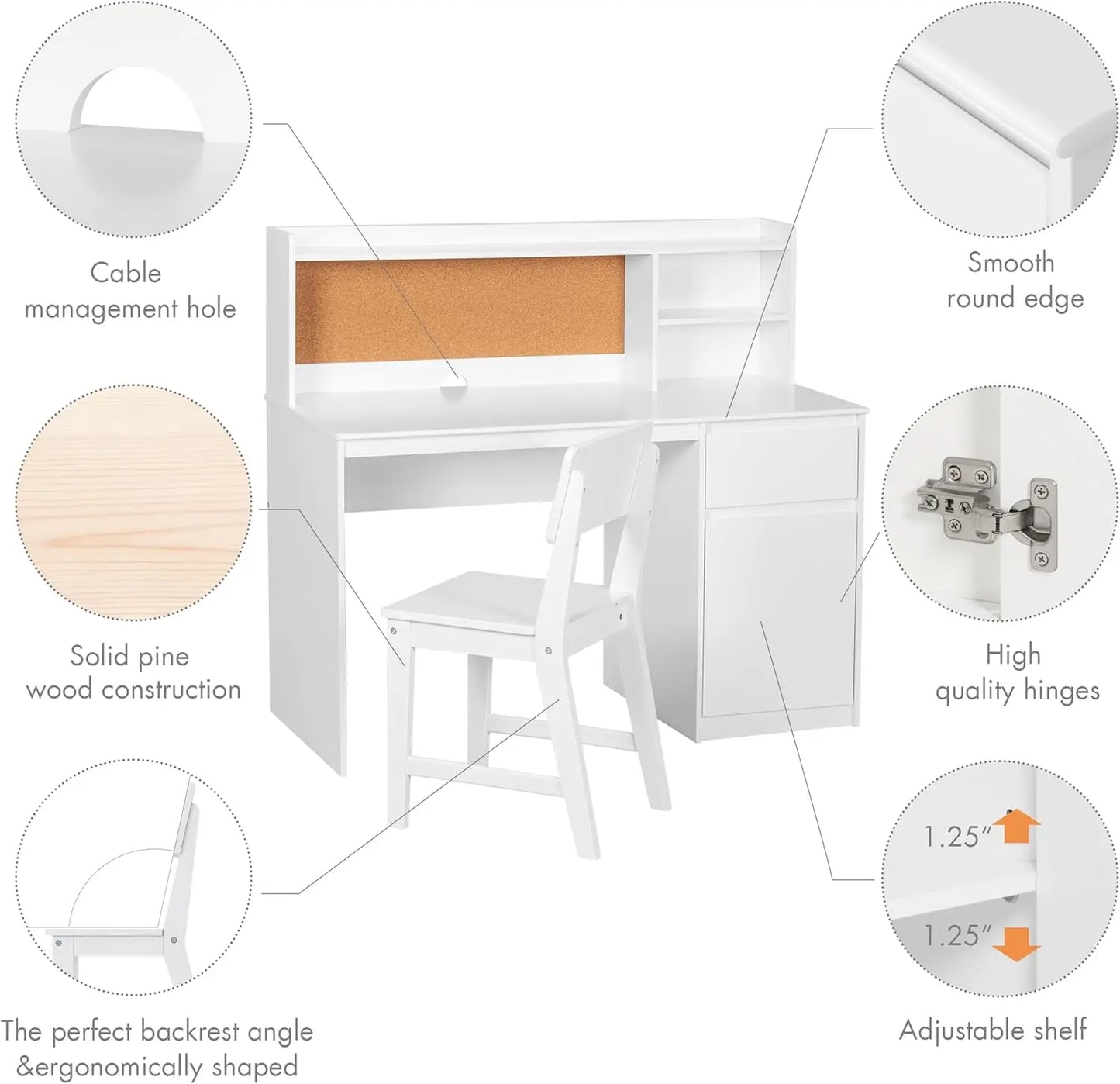 Desk and Chair Sets with Hutch and Storage Cabinet