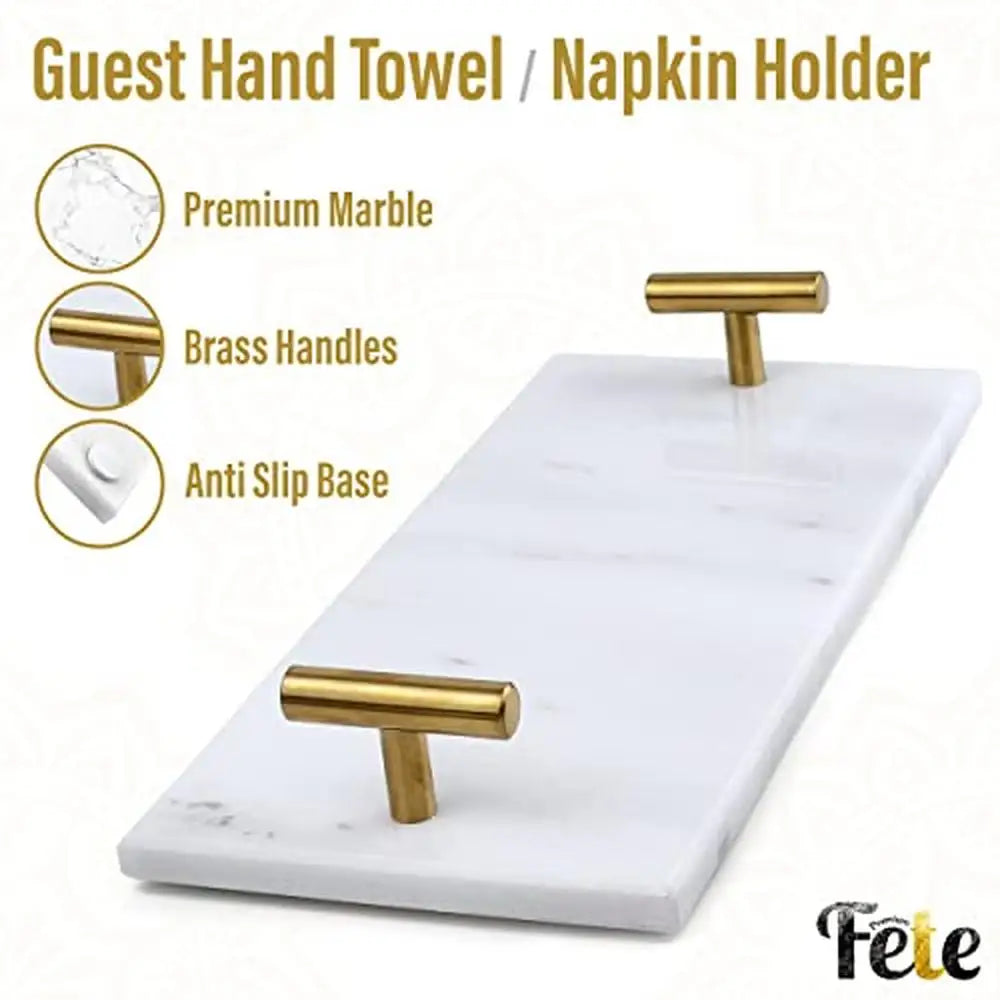 White Marble Guest Towel Holder