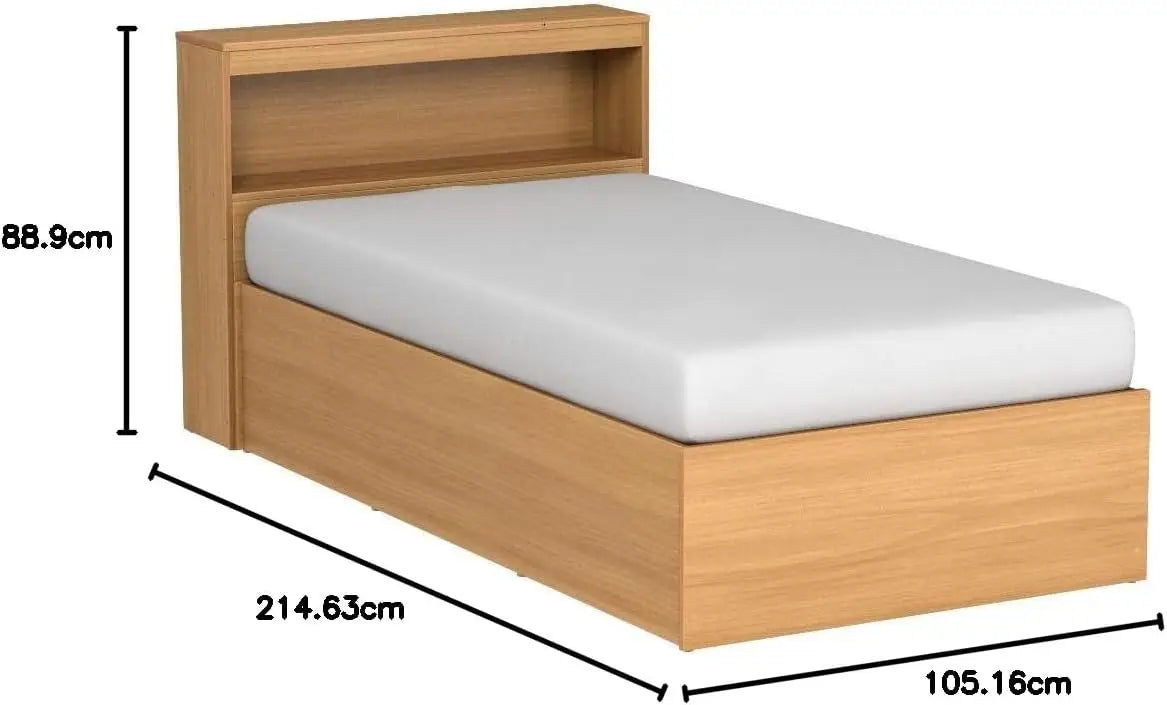 Twin Size Wood Bed with Bookcase Headboard with 3 Drawers