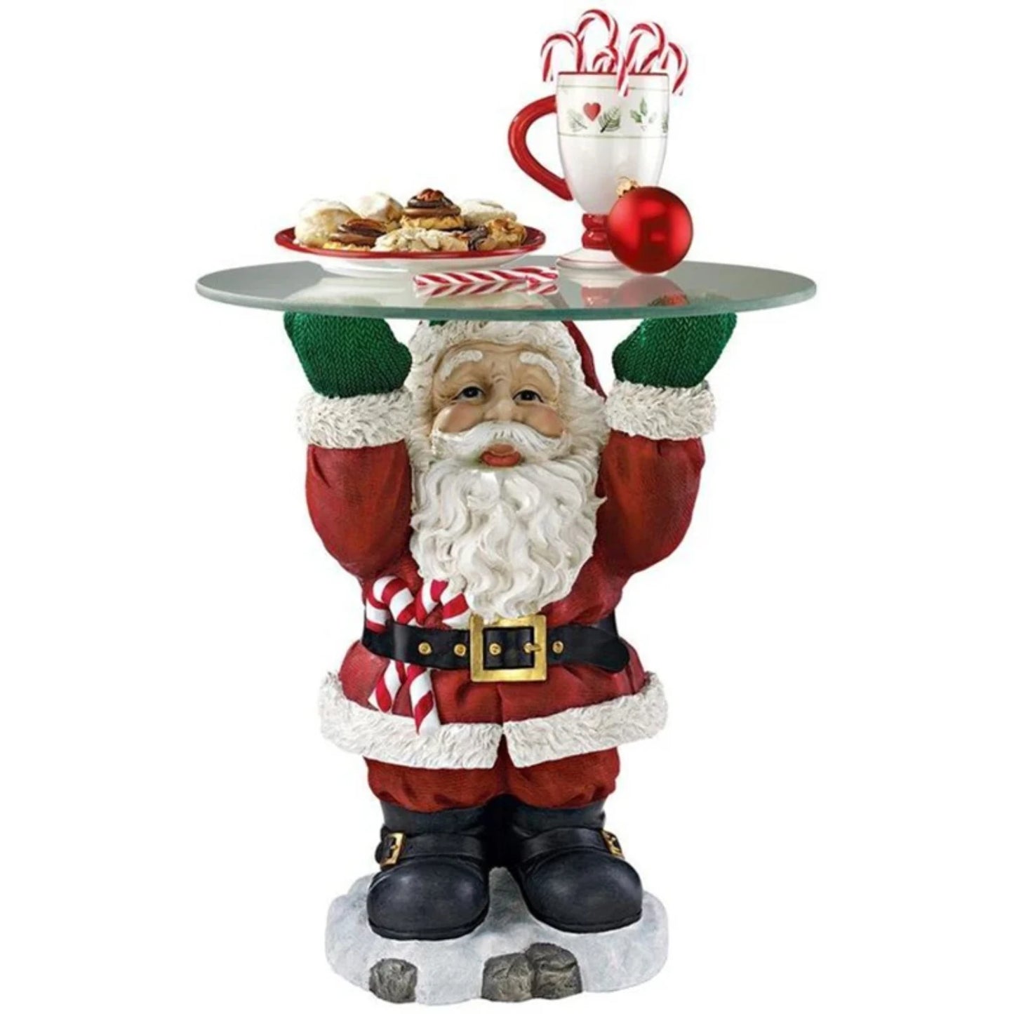 Santa Claus Sculptural Glass Topped Holiday Table