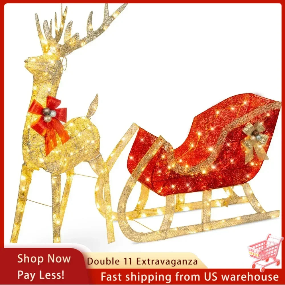 Lighted Christmas 4ft Reindeer & Sleigh