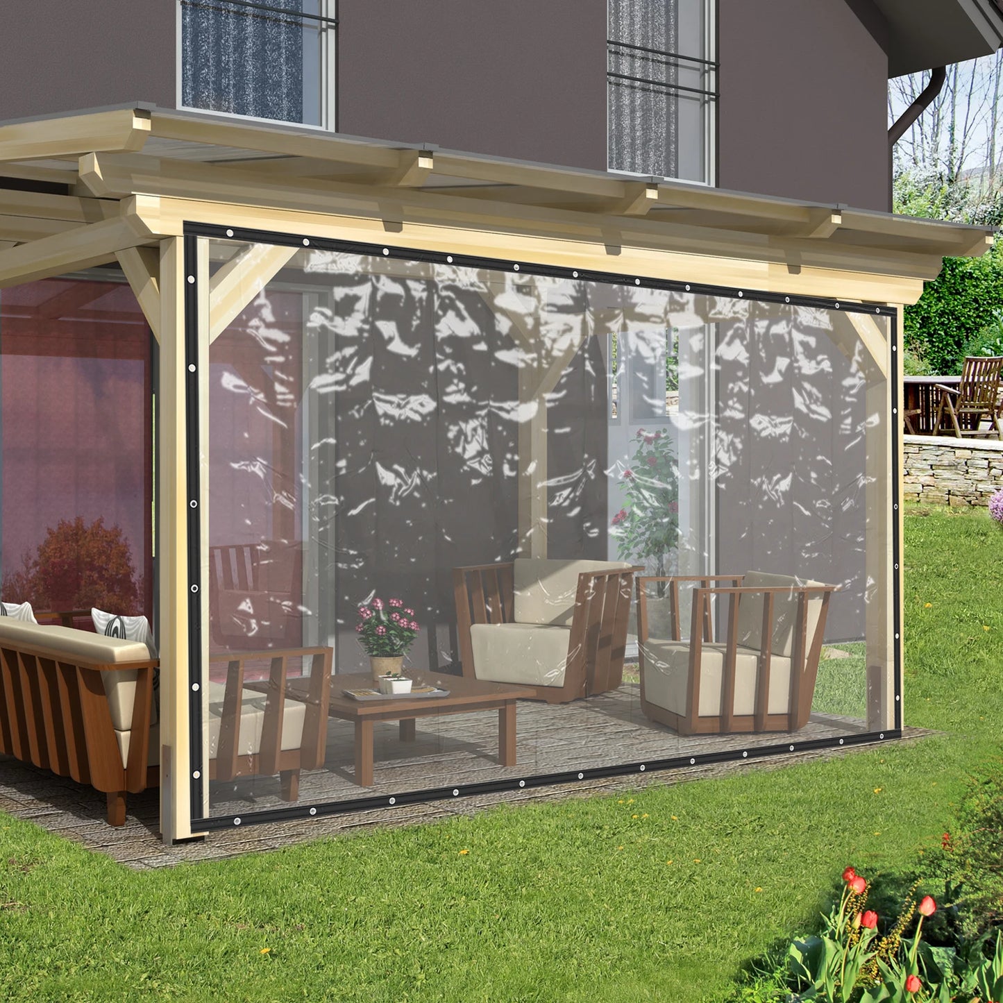 Rainproof Tarpaulin Outdoor Clear Curtain