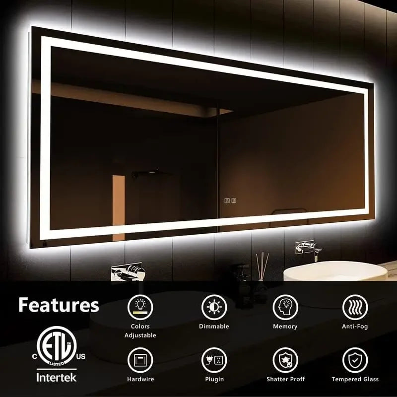 72 x 36 Inches LED Bathroom Mirror