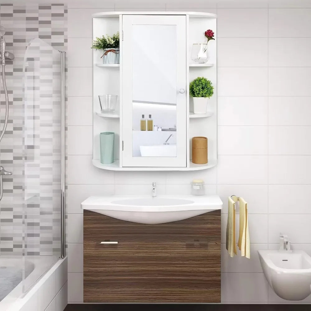 Bathroom Cabinet with Single Mirror Door