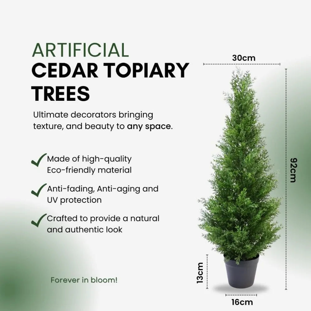 3 Foot Pre-Potted Outdoor Artificial Cedar Tree (2 Pack)