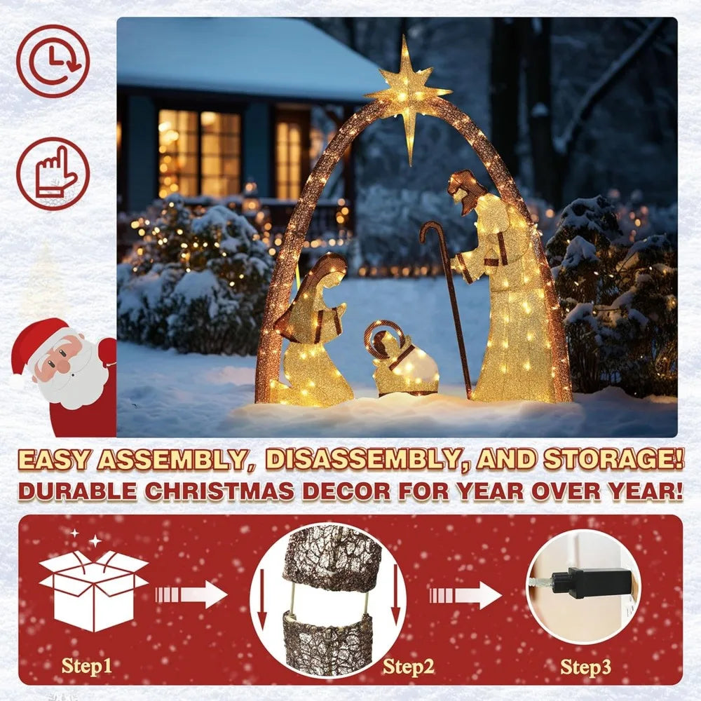 Lighted Outdoor Christmas Decoration Nativity Scene,