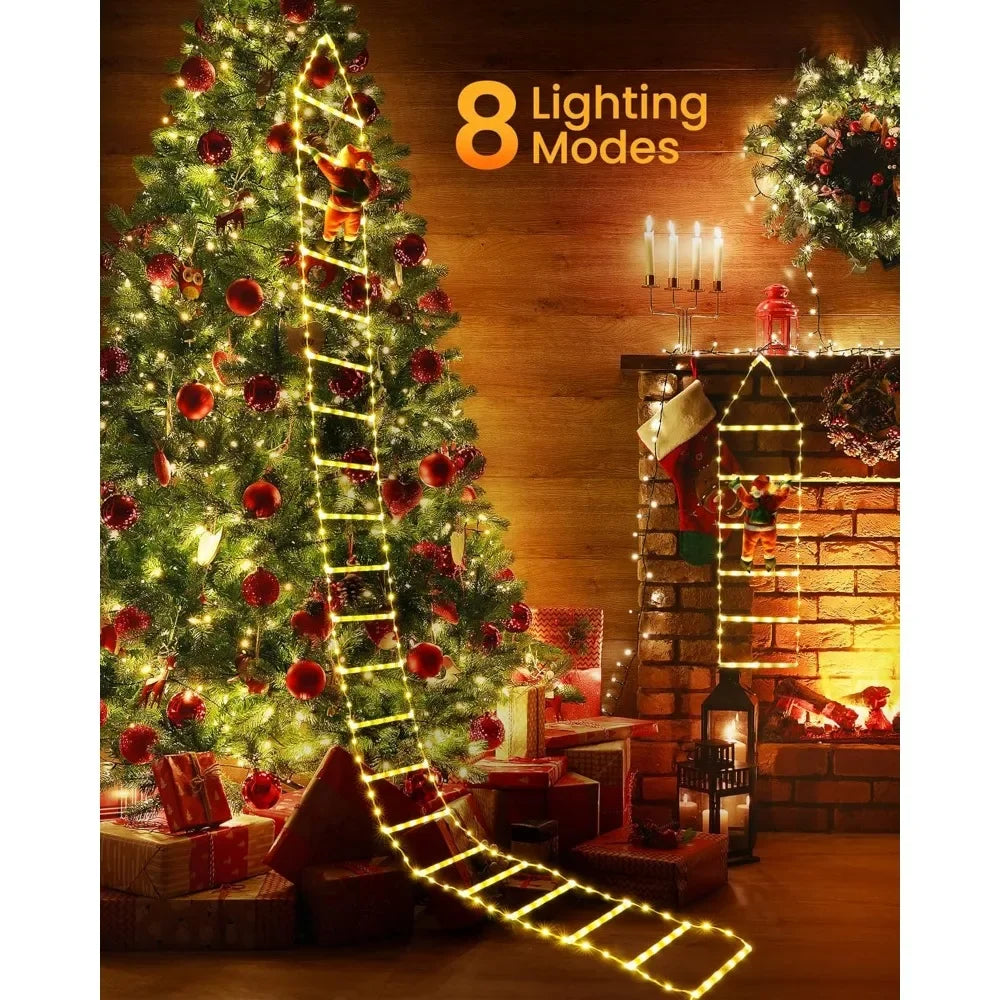 10ft Christmas Decorative Ladder Lights with Santa Claus,